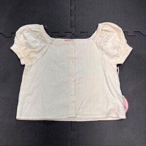 Paisley Lane White Puff Sleeve Button-Down Top Size 10 Lightweight Cotton Blend